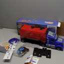 SpringFlower Carrier Truck Race Track Toys, Boy Toys for 3 4 5 6 Years Old Boys with Lights Sounds, Transporter Race Track with 6 Die-Cast Car, Vehicle Toy for Kids Birthday Gifts