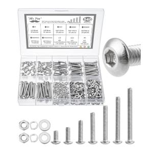 Mr. Pen- Nuts and Bolts Assortment Kit, 540 pcs, Stainless Steel, M3 Screws (7 Sizes 6-30mm) Button Head Socket Cap Screws