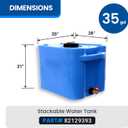 RomoTech 82129393, 35 Gallon Blue Portable Stackable Water Storage Tank