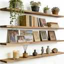 Light Wood Floating Shelves For Wall Shelves For Bedroom, 36 Inch Set Of 4