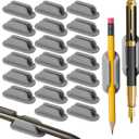 20 PCS Adhesive Pencil Holders for Desk, Silicone Pencil Holder for Notebook, Marker Holder for Clipboard and Wall, Classroom School Office Desk Accessories, Teacher Supplies (Grey)