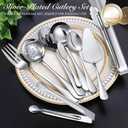 Mwellewm 17Pcs Serving Utensils, Silver Stainless Steel Serving Spoons, Slotted Spoon, Fork, Tongs, Cake Pie Server, Soup Spoon Metal Buffet Banquet Cutlery Set for Parties Entertaining Catering