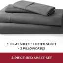 Mellanni 400 Thread Count Cotton Sateen Bedding Set - 4 Piece Bed Sheets Set - Fits Mattresses up to 16" Deep - Cooling Sheet for Hot Sleepers (King, Gray)