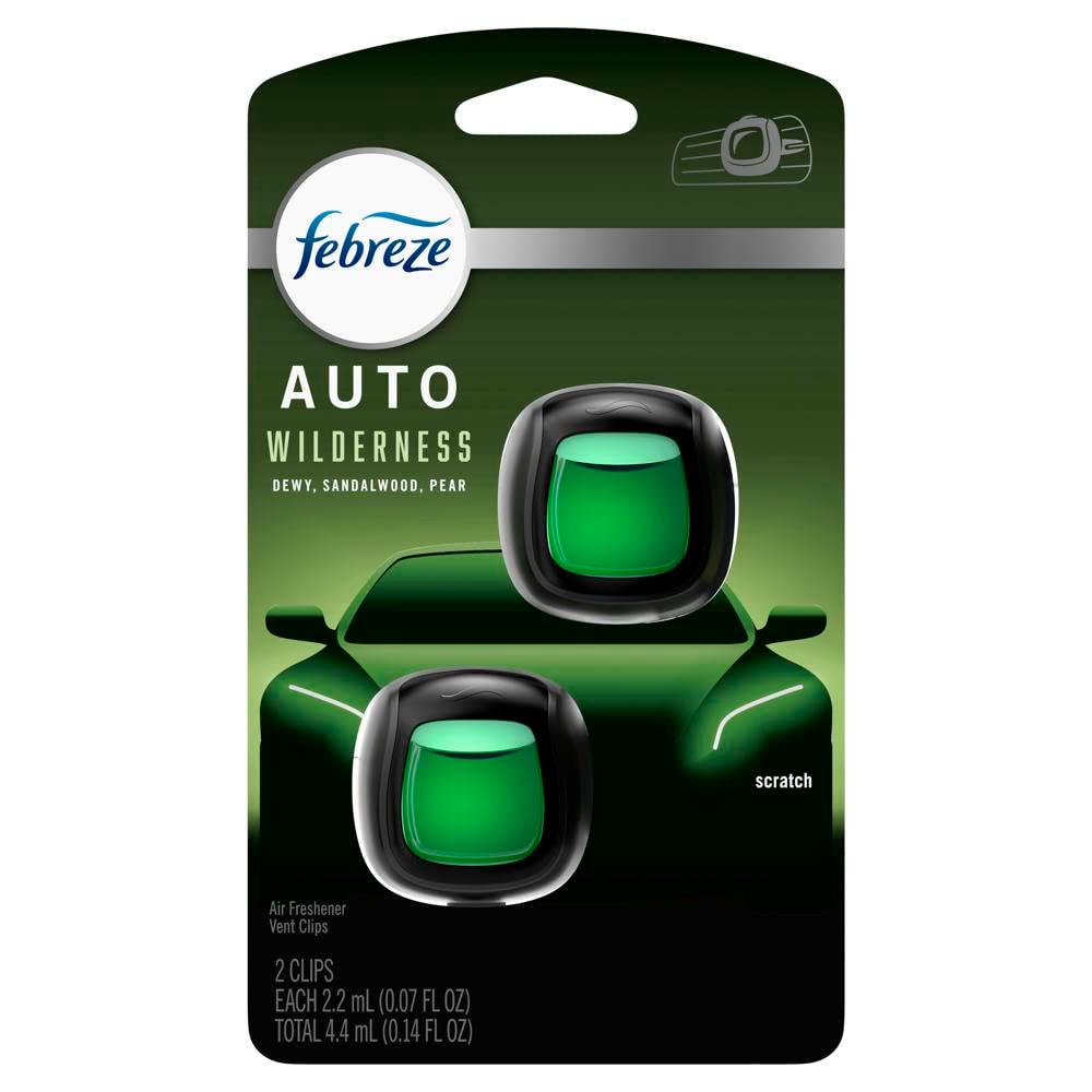 Febreze AUTO Air Freshener Vent Clip Ember, 07 oz. Car Vent Clip, Pack of 2 (WILDERNESS)