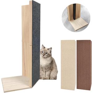 24" Tall Couch Corner Scratching Post with 3Pcs Replaceable Self-Adhesive Cat Scratching Post Carpet, Cat Scratch Pad Mat- Stylish Indoor Cat Scratcher Board Furniture Protector