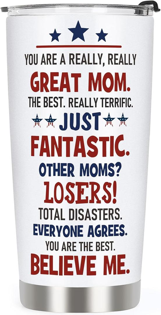 2 x Mothers Day Gift for Mom from Daughter Son Kids - Best Mom Ever Tumbler Gifts for Valentines Day Tumbler - Funny Mother Birthday Presents, 20 OZ Stainless Steel Insulated Travel Coffee Cup