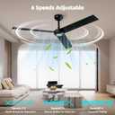TALOYA 52 inch Modern Ceiling Fan with Lights,Remote Control,3 Metal Blades,Black Finish,6-Speed,Dimmable, Noiseless Reversible DC Motor,Indoor/Outdoor Ceiling Fan for Living Room Bedroom patio