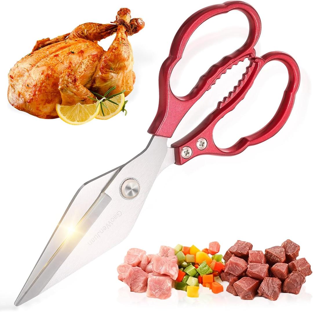 2 x Kitchen Shears & kitchen scissors All Purpose | kitchen gadgets-Heavy Duty Stainless Steel Meat Poultry Food Scissors, Dishwasher Safe for Home and Kitchen Essentials, Utensils, Gadgets, Accessories