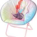 Disney Little Mermaid Toddler Saucer Chair,19” Folding Kids Chair with Cushion, Portable Lounge Seating, Ages 3+, 17.3 inches x 19.7 inches x 18.9 inches