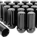 Set of 24, M14x1.5 Lug Nuts Black XL Spline Wheel Lug Nuts for 6 Lug Aftermaket, Conical Bulge Seat, Closed End W/ 1 Socket Key, Replacement for Silverado Tahoe Sierra F150
