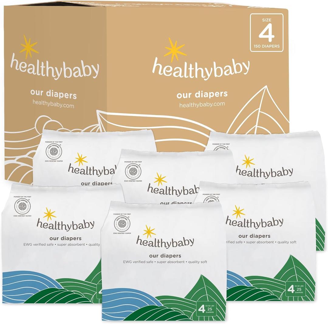 Our Diapers | The First EWG Verified & Microbiome-Friendly Diaper | Size 4 (22-32 lbs) 150 Count | 12-Hour Leak Protection | Made with Organic Cotton & Plant-Derived Materials | Totally Chlorine Free