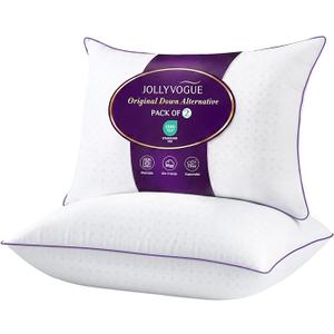 JOLLYVOGUE Pillows Queen Size Set of 2, Soft Supportive Bed Pillows with Super Soft Down Alternative Fill, Luxury Fluffy Hotel Quality for Side, Back, and Stomach Sleepers