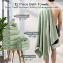 Luxury Bath Towels Set - 12 Piece (4 Large Bath Towels,4 Hand Towels,4 Washcloths), 100% Microfiber,Extra Absorbent Super Soft & Quick Dry,Complete Family Pack for Bathroom Gym Pool,Green