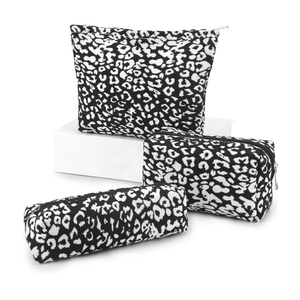 EIMMBD Makeup Bag 3 Pieces Large Capacity Cosmetic Bags Travel Toiletry Bag Organizer Cute Makeup Pouch Storage for Women(Black White)