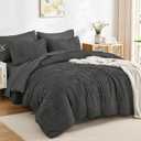 Andency King Size Comforter Set 7 Pieces Dark Grey - Bed in a Bag King Boho Lightweight Fluffy Tufted Bedding Sets with Quilt Comforter, Sheets, Pillowcases & Shams
