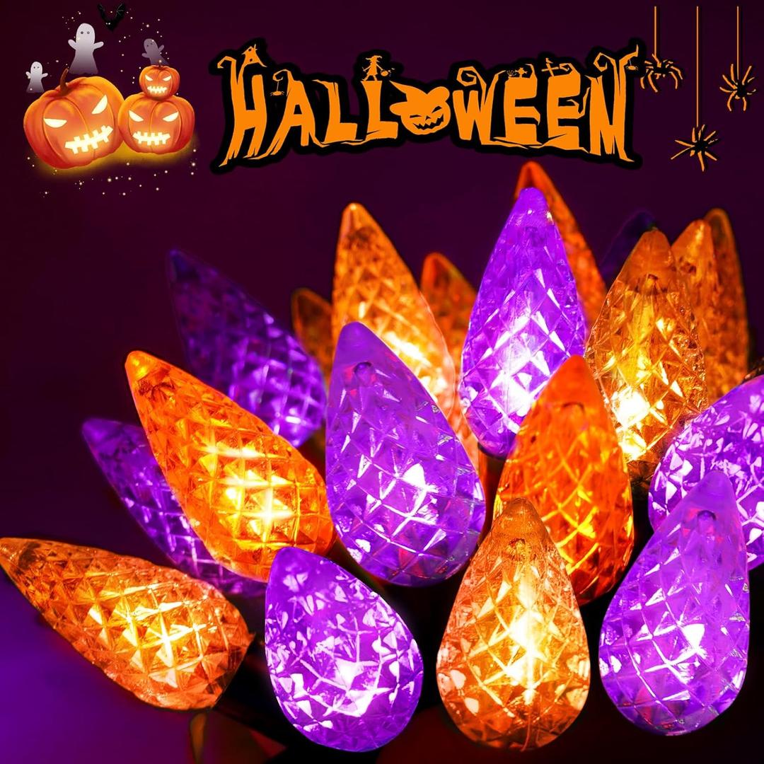 240 LED 78FT C6 Halloween String Lights, Super Long Halloween Lights Outdoor Indoor with 13 Modes & Timer, Waterproof Fairy Twinkle Light Plug in for Tree Horror Party Decorations (Orange and Purple)