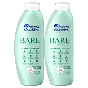 Head & Shoulders Anti-Dandruff Shampoo, BARE Soothing Hydration Twin Pack, 1% Pyrithione Zinc, Dry Scalp Relief, Free of Sulfates, Silicones, Dyes, 13.5 fl oz Each