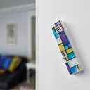 Rite Lite Stained Glass Art Glass Mezuzah Cover Handcrafted Abstract Design, Colorful Home Decoration Easy Mounting Tape for Hanging on Door or Wall, Vibrant and Artistic Mezuzah for Your Entryway