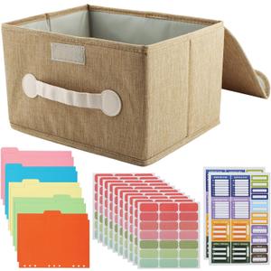Greeting Card Organizer & Storage Box with 10 Pcs Dividers, Storing 120+ Cards with 210 Pcs Labels and 2 Pcs B5 Index Paper, for Scrapbooking, Envelopes, Sticker, Photos, Notecards(Type B)