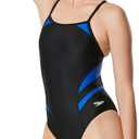 Speedo Women's Swimsuit One Piece Powerflex Flyback Solid Adult Team Colors (20, Black/Blue)