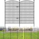 10 Panels No Dig Decorative Garden Fence with Gate - 48 in (H) x 22.6 ft (L), Dog Fence Outdoor for Yard, Rustproof Metal Animal Barrier Ground Stakes Fencing for Garden, Patio, Flower Bed