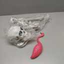 15 Pcs Halloween Skeletons Flamingo Yard Decorations Pink Flamingo Eating Skeleton Outdoor Decor 17'' Includes 6 Yard Lawn Ornament 9 Plastic Skeleton Head Bones for Halloween Garden