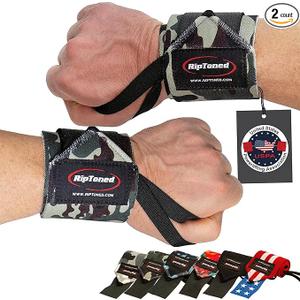 Rip Toned Wrist Wraps for Weightlifting – USPA & USAPL Approved 18" Wrist Straps for Powerlifting – Adjustable, Durable Gym Wraps with Thumb Loop – Quality Support for Men & Women – Green Camo Flex