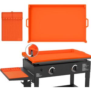 Full Wrap-Around 36" Silicone Griddle Cover for Blackstone, Include 16" Silicone Spatula MatPremium Heavy Duty Food Grade Reusable Grill Mat, Blackstone Griddle Accessories Protective Cover (Orange)