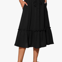 Witsmile High Waist Tiered Skirts for Women Flowy Skirts for Women Below Knee with Pockets 2025 Fashion Trendy 2XL