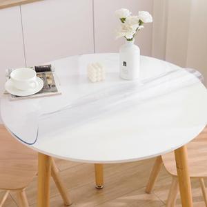 40 Inch Round Clear Table Cover Protector, Clear Round Protector for Dining Room Table, 1.5mm Thick Waterproof Round Plastic Vinyl Table Pad