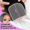 5x5 HD Lace Closure Straight Human Hair 12A Real Transparent Lace Closure Virgin Remy 10inch Black
