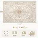 Area Rugs 9x12 Vintage Rug: Large Washable Living Room Rug Retro Medallion Distressed Soft Low Pile Non-Slip Indoor Floor Carpet for Bedroom Dining Table Office (BeigeBrown,9'x12')