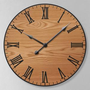 Large Wall Clock 24 Inches - Decorative Wall Clock Large With Real Wood & Roman Numerals - 24 Inch Clocks For Living Room Decor - Large Farmhouse Clocks - Big Wall Clock For Living Room