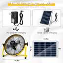 DBF 12" Solar Powered Fan, 15000 mAh Rechargeable Battery Operated Outdoor Floor Fan, 20W Solar Panel, 4-24H Runtime, 12 Speeds, Quiet, Cordless, Heavy Duty Metal Blade for Camping Home Outage, Yellow, 12 IN - Button-Yellow