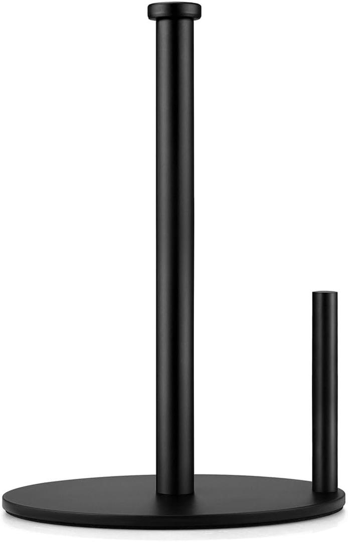 Black Paper Towel Holder, Countertop Paper Towel Holder, Steady Paper Roll Holder, Weighted Paper Towel Stand for Kitchen Bathroom