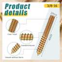 Hicarer 20 Pack 3/8-16 x 4 Inch Hanger Bolts Double Headed Bolts with Driver Self Tapping Screw Threaded Rod Screws for Furniture Double Headed for Wood Furniture Joint