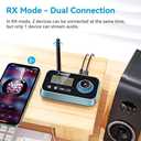 SOOMFON Bluetooth Transmitter for TV 3-in-1 Bluetooth 5.0 Transmitter Receiver for TV to 2 Headphones with LCD Display Adjustable Volume, Optical AUX RCA Bypass for Home Stereo Speaker