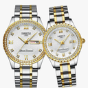 NIBOSI Watches for Couples Diamond Luxury Men and Women His and Hers Pair Watch Set Husband Wife Valentines Matching Wrist Watch Wedding Gifts Day Date Waterproof Quartz Analog