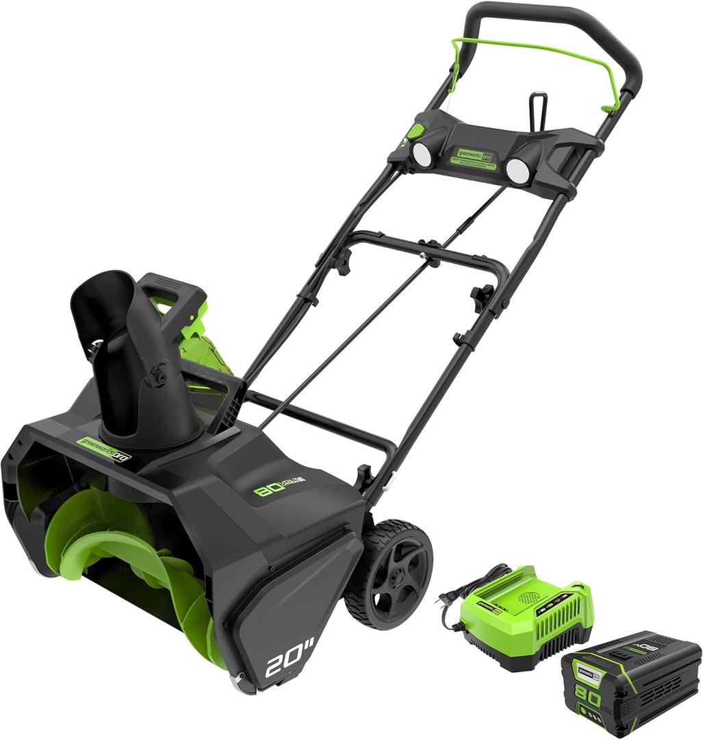 Greenworks 80V (75+ Compatible Tools) 20 Brushless Cordless Snow Blower, 2.0Ah Battery and Charger Included