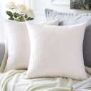 OTOSTAR Linen Large Size Throw Pillow Covers Set of 2 Decorative Square Pillowcases Cushion Covers 26x26 Inch for Home Decor Sofa Bedroom Car 65 x 65 CM Cream White/Beige