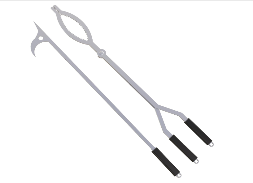 40in Fire Tongs and Fire Poker Set Stainless Steel | Firepit Tools Set Large Log Grabbers for Outdoor Fire Pit Bonfire Campfire Backyard Deck Indoor Fireplace Tools Set