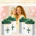 Feifeiya 12 Pcs Baptism Christening Religious Gift Bags with Cross Design, Tissue Paper for Baby Baptisms, First Communion, Christian Bible Verse 11 x8.2 x6 Gift Bag for Wedding Clergy Day(White)