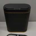 Bathroom Small Trash Can with Automatic Touchless Lid, 2.6 Gallon Smart Garbage Can Narrow Waterproof Trash Bin for Bedroom, Office, Living Room (Gold Black)