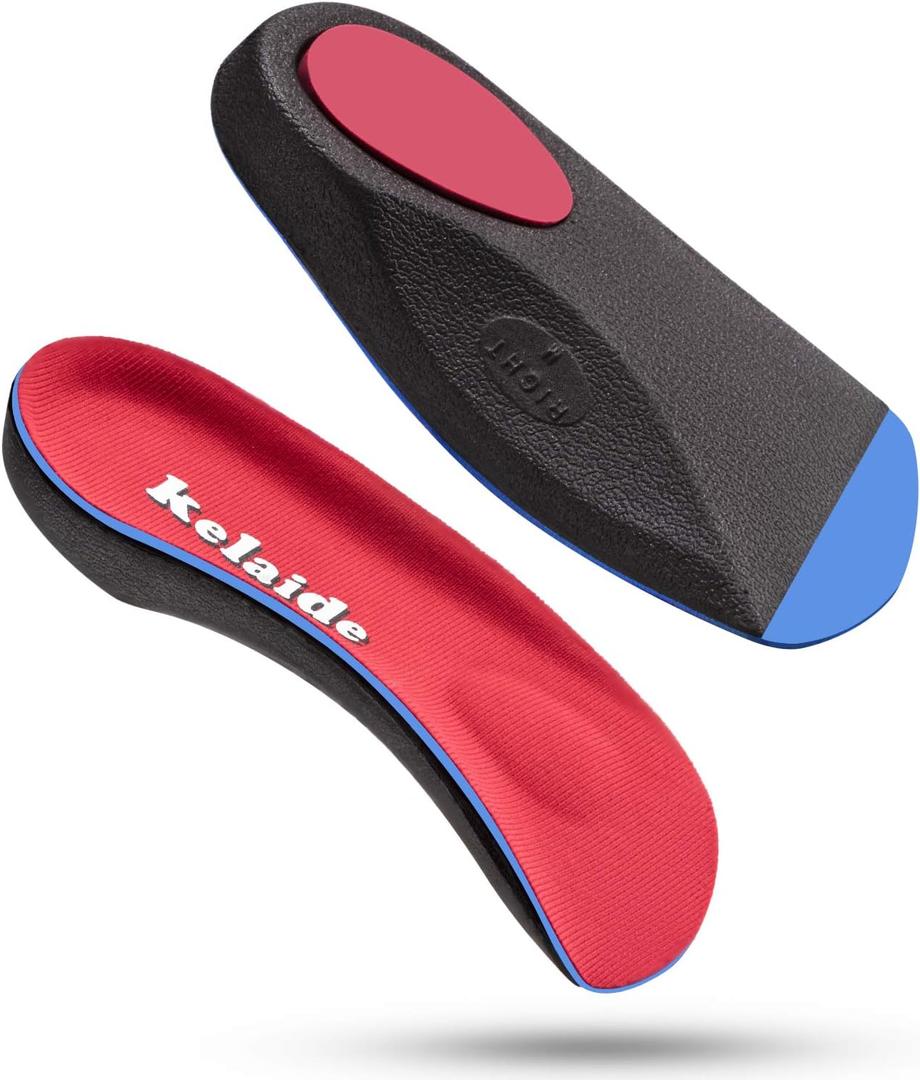 Kelaide 3/4 Orthotic Inserts Plantar Fasciitis Insoles  Neutral Arch Support Insoles for Flat Feet, Metatarsalgia, Morton's Neuroma, Heel Pain Relief Orthotics for Heel Spurs (Men 5-6 / Women 6-7, Red)