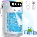 Portable Air Conditioners, Personal Evaporative Air Cooler 1200ML with Ice Cooling Mist Fans That Blow Cold Air Like AC Mini AC Unit for Bedroom, Home Office Desk and Car RV (White)