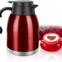 54oz Thermal Coffee Carafe, Stainless Steel Insulated Thermal, Double Wall Vacuum Flask, Small Coffee Carafe for Keeping Hot or Cold Drinks, Coffee, Tea (Bright Red)
