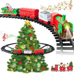 VATOS Hanging Christmas Train Set - Christmas Train Toy with Light & Sound for Boys Girls, Train Toy Set Around Under The Christmas Tree, Best Christmas Decoration Indoor for Families