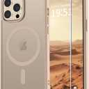 vnnink for iPhone 13 Pro Max Case with Screen Protector,Magnetic Matte Military Grade Drop Protection Translucent Cell Phone Cover - Slim Rugged Durable Shockproof Bumper Cover-Desert Gold