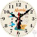 Wall Clocks Battery Operated, Mid Century Atomic Black Cat Silent Non Ticking Decorative Indoor Outdoor Wall Clocks for Living Room Kitchen Bedroom Bathroom 12"