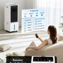 4-IN-1 Windowless Air Conditioner Portable w/3.2-Gal Tank for 24H Cooling, 4 Speeds &4 Modes, Waterless Alert System Swamp Cooler, LED Touch & Remote,12H Timer, Evaporative Air Cooler for Room